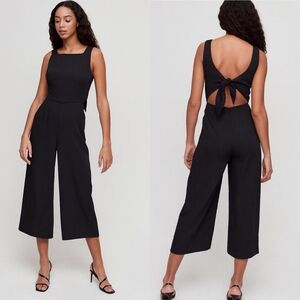 ARITZIA Wilfred écoulement Sqaure-Neck Jumpsuit Back Cut-out Self-Tie Waist Sz 4